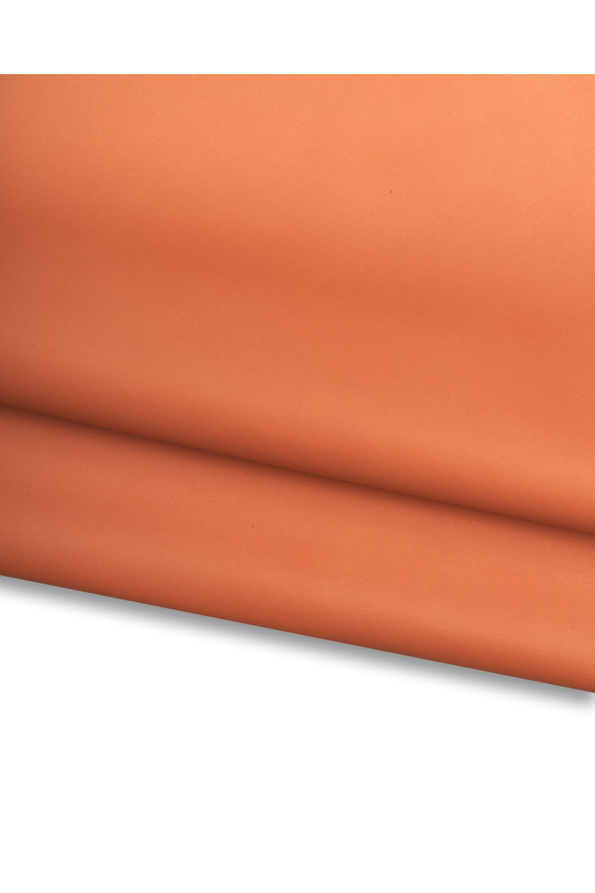 Pale orange NAPPA sheepskin, smooth lambskin, peach thin soft sheepskin for garments and crafting