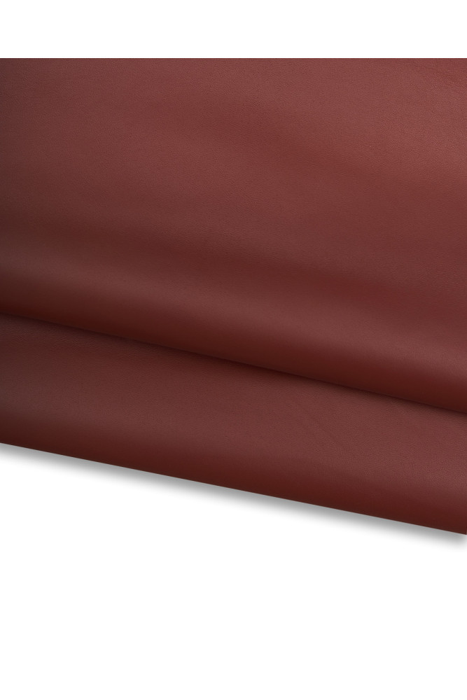 Brick RED leather skin, smooth super soft lambskin nappa, silky sheepskin for garments