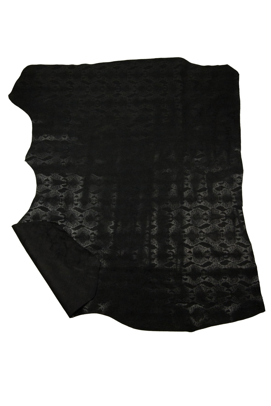 Black reptile print leather hide, suede calfskin semi glossy, soft skins for DIY