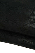 Black reptile print leather hide, suede calfskin semi glossy, soft skins for DIY