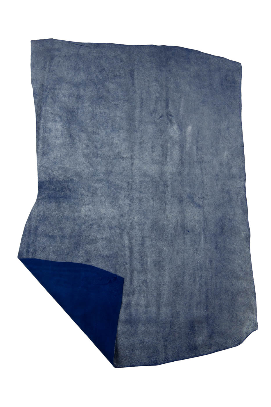 Blue METALLIC leather hide, silver GLITTER on suede cowhide, abstract pattern on soft bright calfskin, for crafters