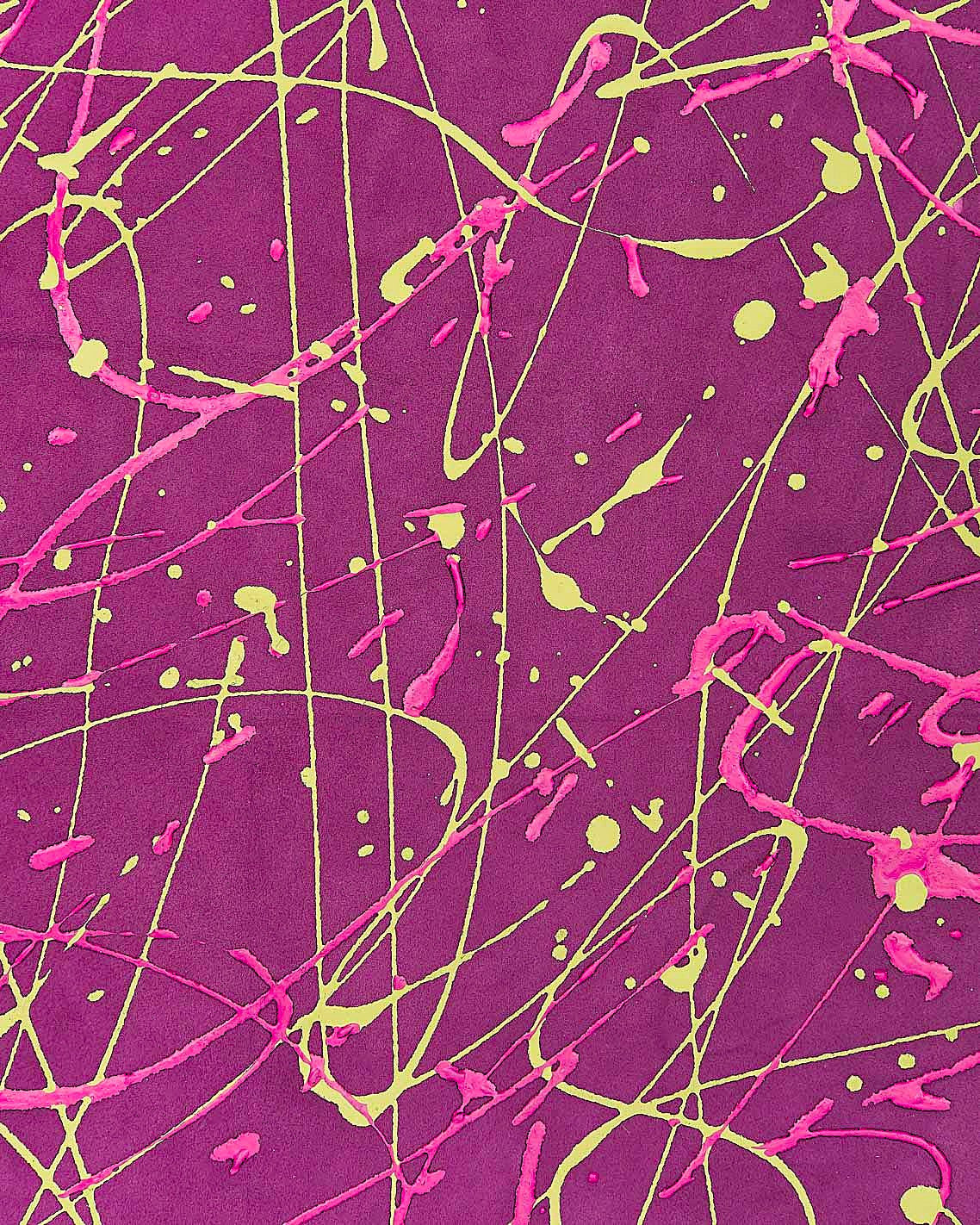 Purple - green hand made leather skin, schetch - POLLOCK print on SUEDE goatskin, unique leather for hobbyists