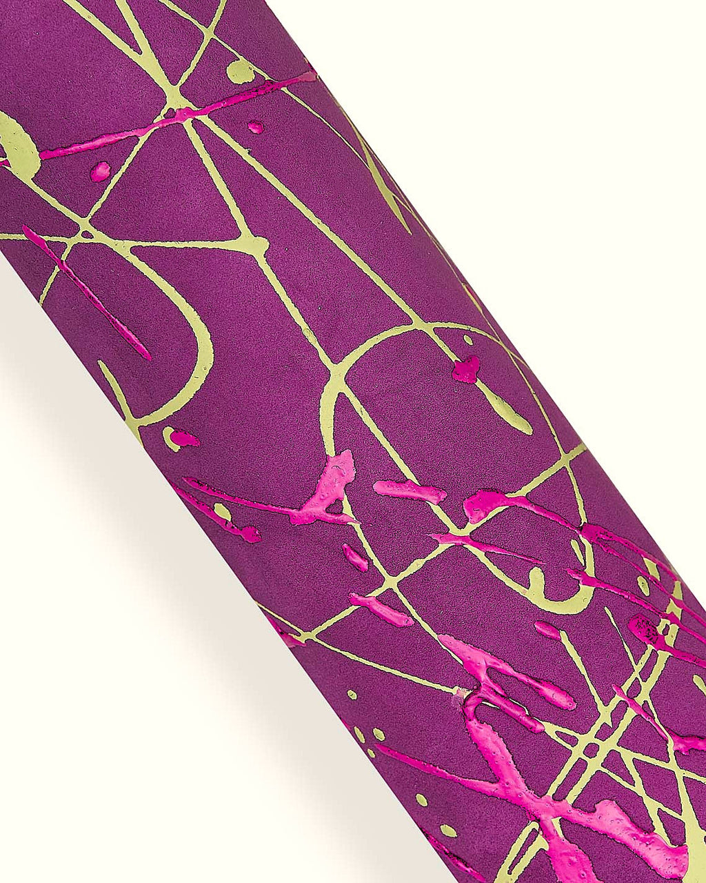 Purple - green hand made leather skin, schetch - POLLOCK print on SUEDE goatskin, unique leather for hobbyists