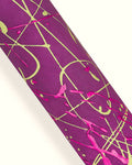 Purple - green hand made leather skin, schetch - POLLOCK print on SUEDE goatskin, unique leather for hobbyists