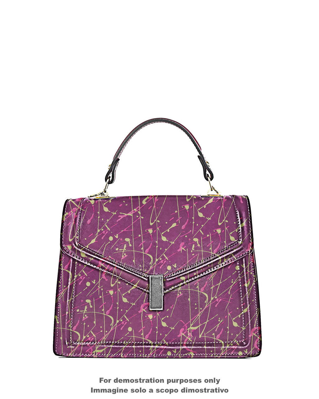 Purple - green hand made leather skin, schetch - POLLOCK print on SUEDE goatskin, unique leather for hobbyists