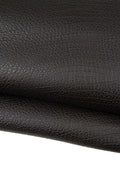 Dark brown pebble GRAIN PRINTED leather hide, semi glossy sporty cowhide, THICK calfskin, standard temper