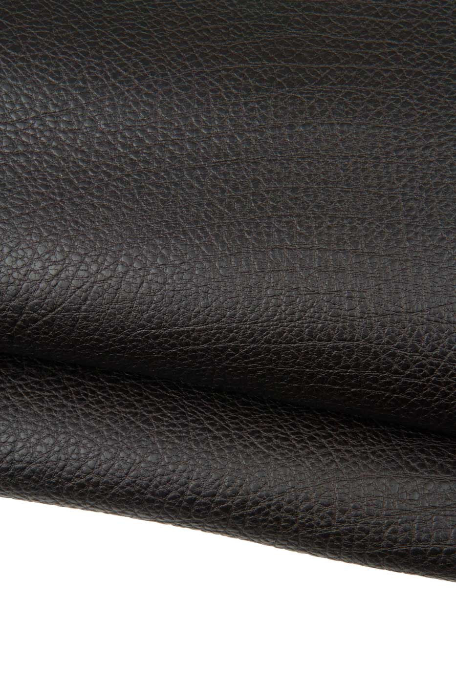 Dark brown pebble GRAIN PRINTED leather hide, semi glossy sporty cowhide, THICK calfskin, standard temper