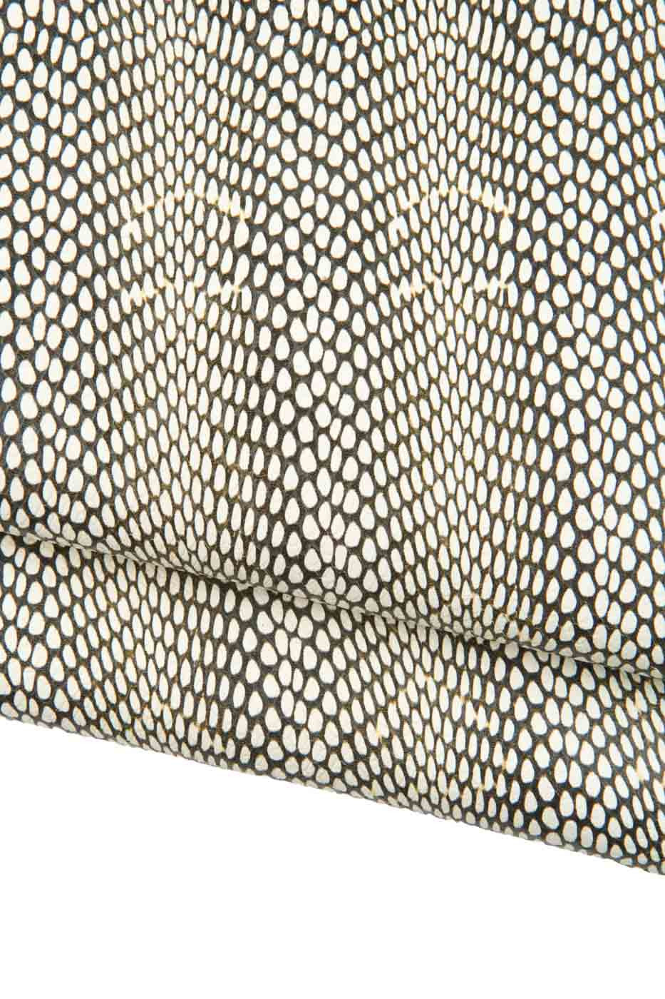 REPTILE printed leather hide, white black SNAKE textured cowhide, python pattern on calfskin, 0.8 - 1.1 mm