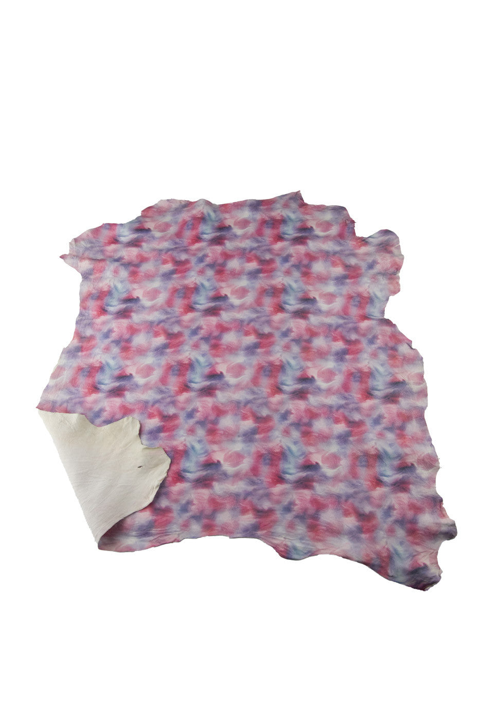 TIE DYE printed leather skin, pink - blue shaded goatskin, hand painetd soft matt hide for hobbyists