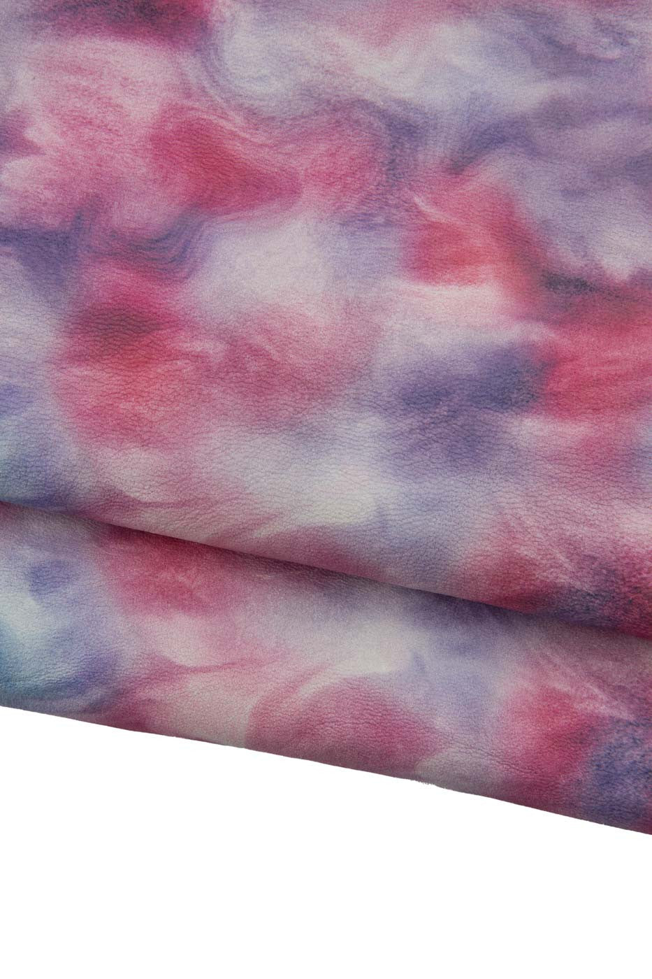 TIE DYE printed leather skin, pink - blue shaded goatskin, hand painetd soft matt hide for hobbyists