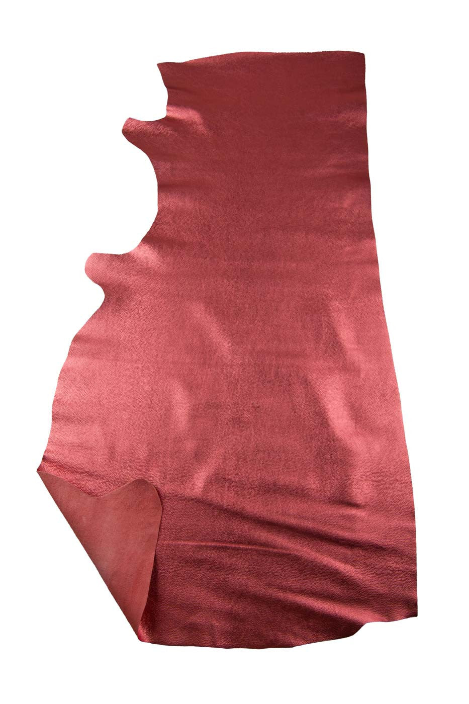 Red/pink PEBBLE GRAIN printed cowhide, glossy soft leather skin, metallic thick hide for crafters