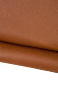 TAN pebble GRAIN printed cowhide, brown soft matt leather hide, natural thick calfskin, 1.4 - 1.7 mm