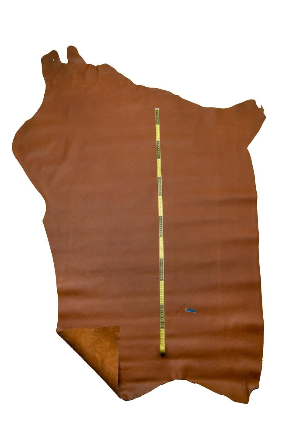 TAN pebble GRAIN printed cowhide, brown soft matt leather hide, natural thick calfskin, 1.4 - 1.7 mm