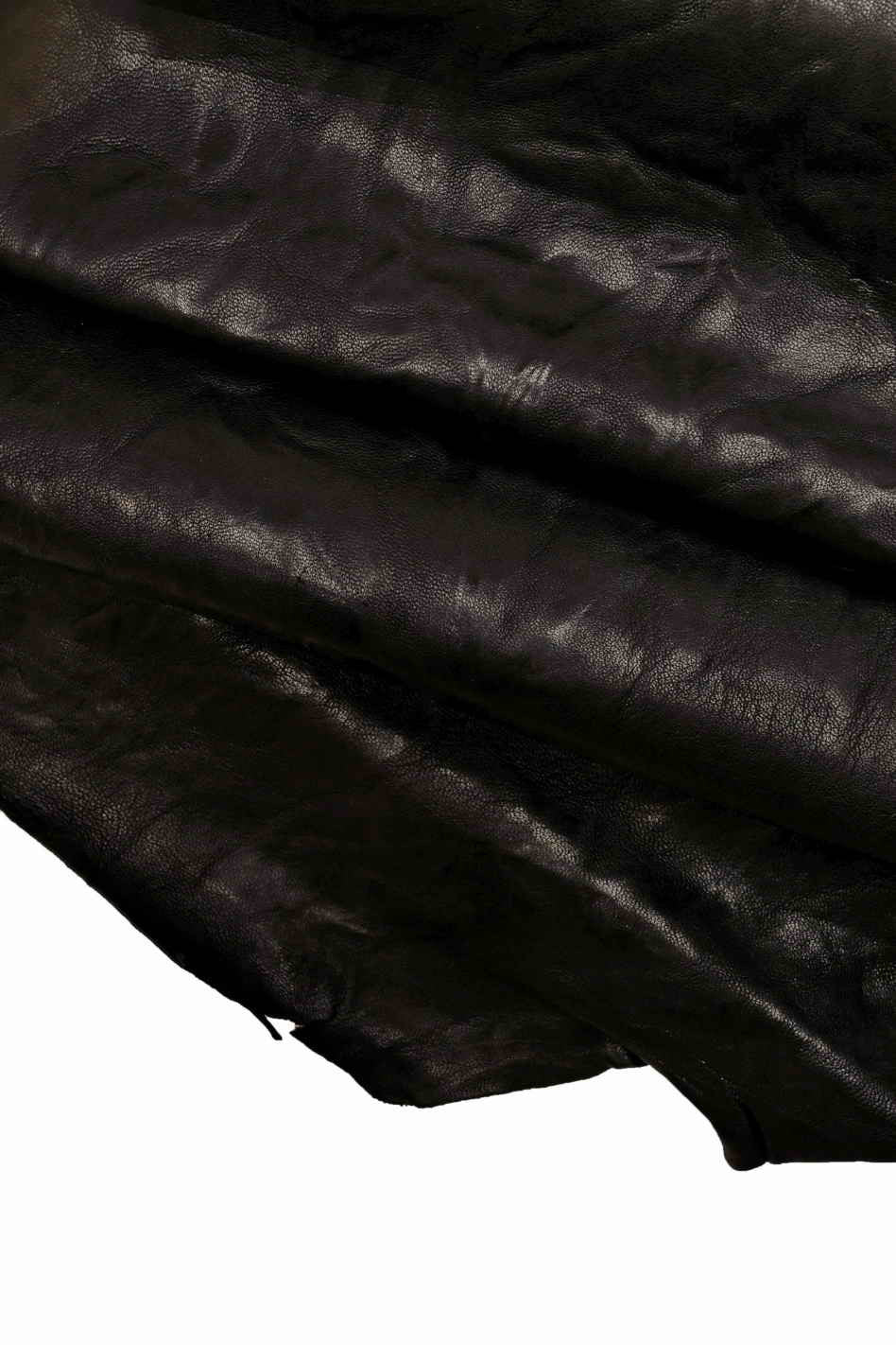 BLACK goatskin leather, VEGETABLE washed soft wrinkled skin, natural soft genuine italian hide leather for crafting