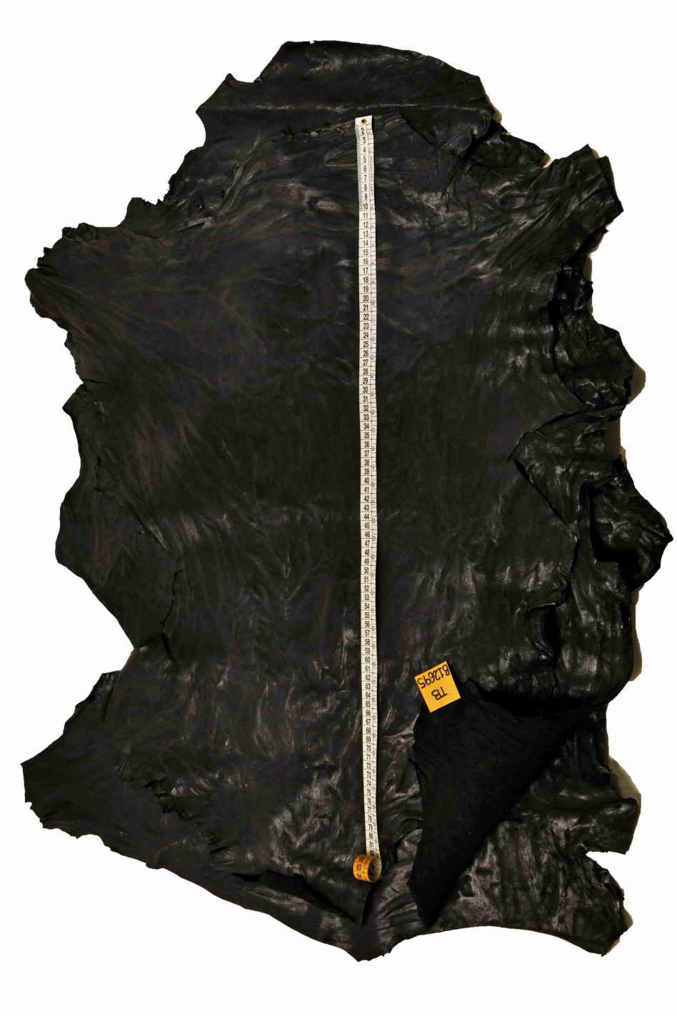 BLACK goatskin leather, VEGETABLE washed soft wrinkled skin, natural soft genuine italian hide leather for crafting