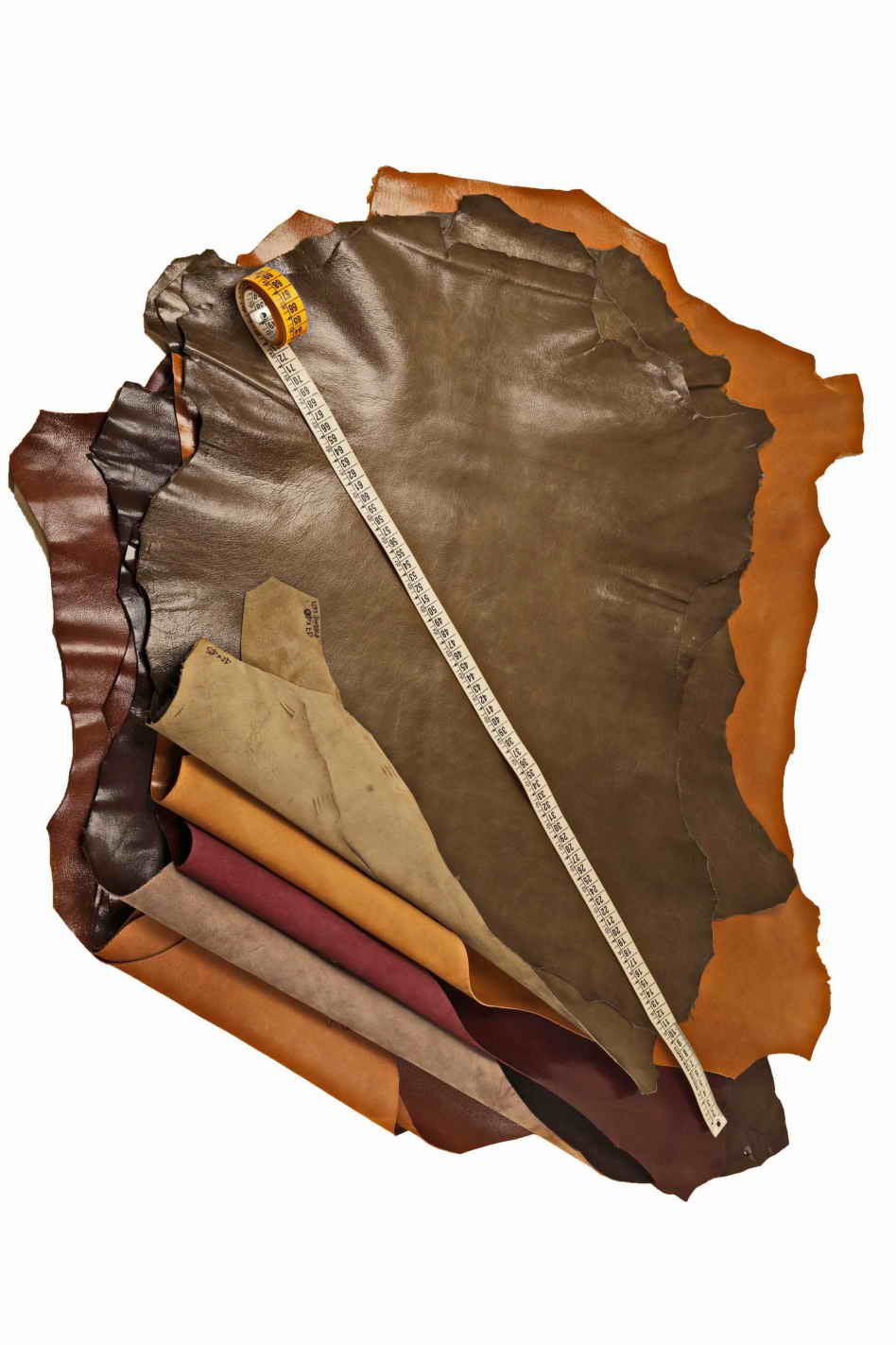 Brown purple green GOATSKIN WRINKLED pebble grain print grainy goat skin shiny soft genuine italian hides