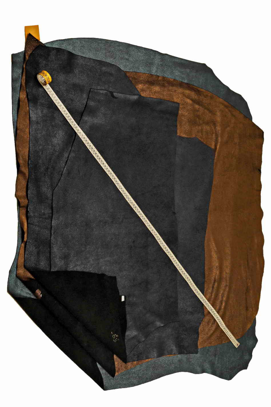 Green brown blue METALLIC SUEDE leather hide, shiny soft calfskin with foil