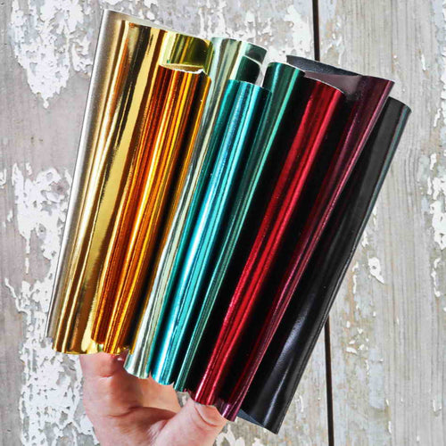 10 MIRROR leather scraps, metallic in various colors, smooth, solid tones, random assortment