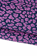 Pink LEOPARD texture on blue suede calfskin, animal cheetah printed split cowhide