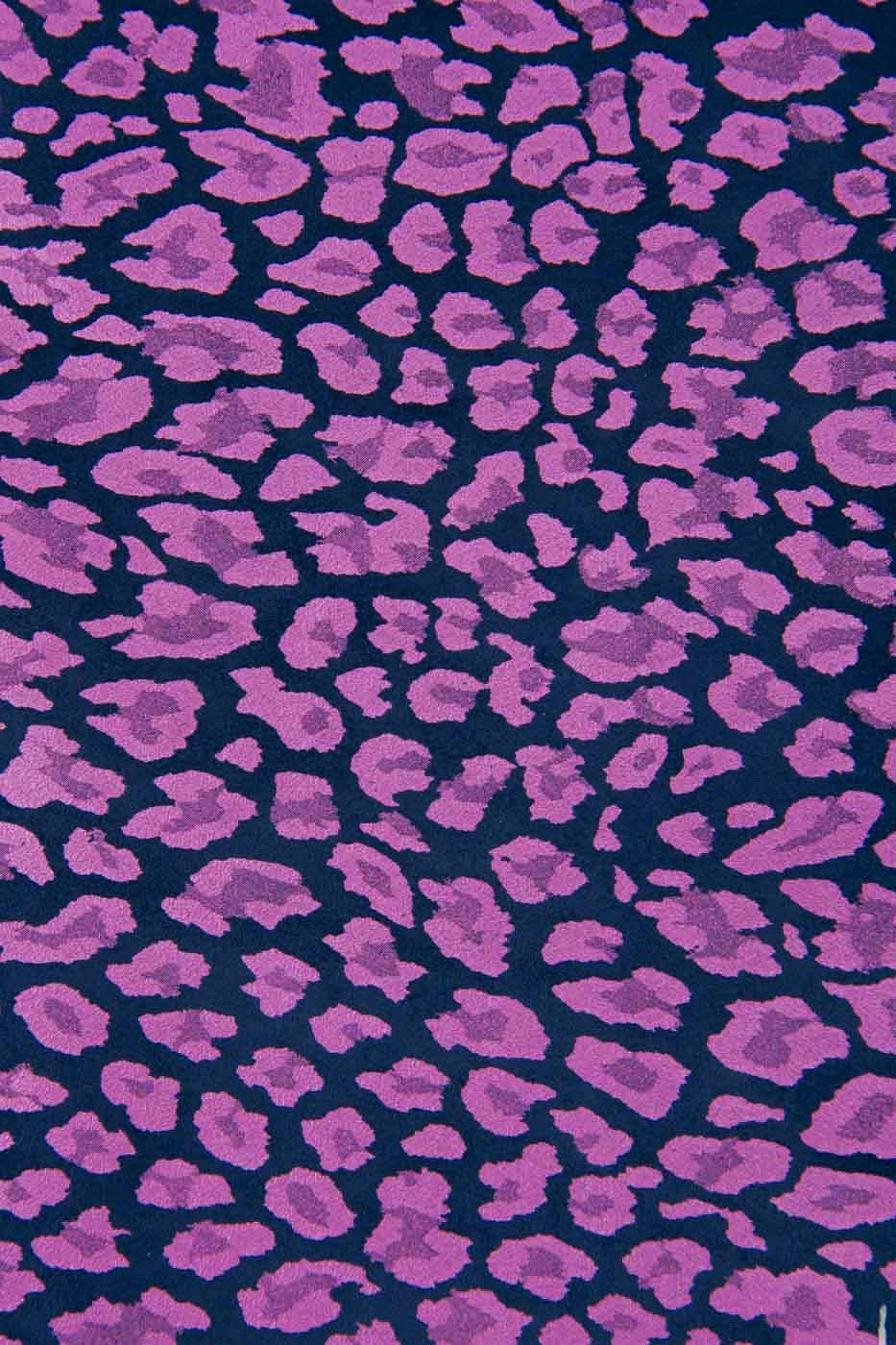 Pink LEOPARD texture on blue suede calfskin, animal cheetah printed split cowhide