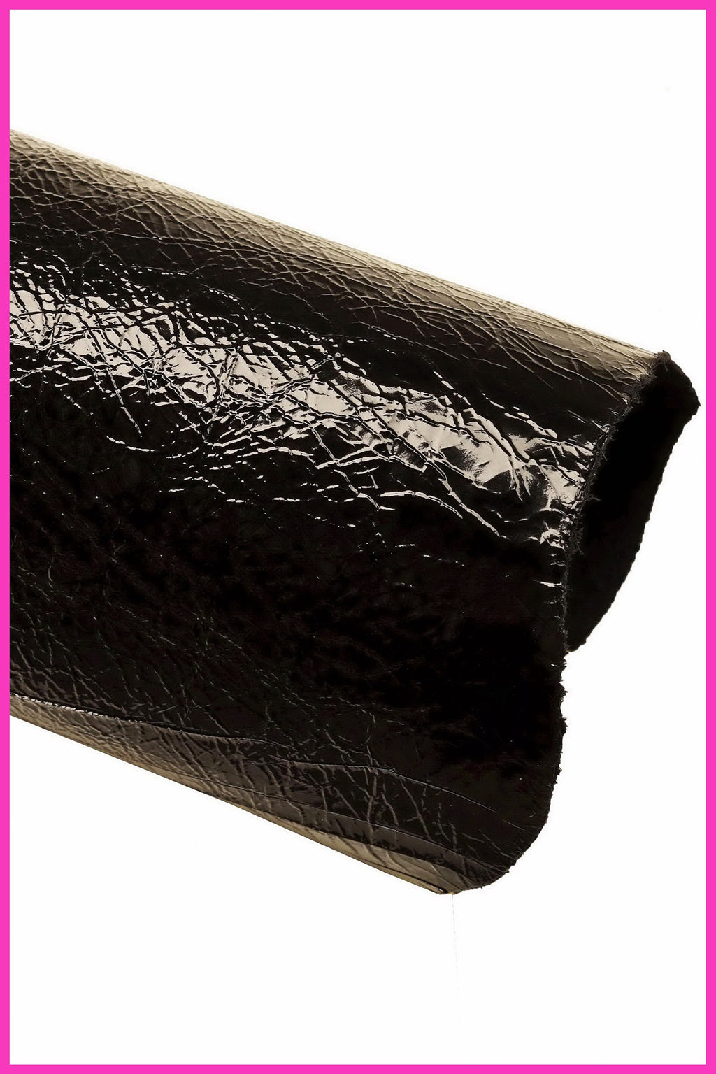 BLACK NAPLACK leather hide, wrinkled patent calfskin, super soft glossy cowhide, ideal for diy projects