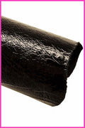 BLACK NAPLACK leather hide, wrinkled patent calfskin, super soft glossy cowhide, ideal for diy projects