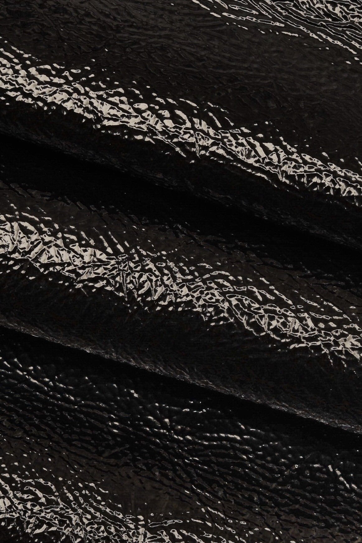 BLACK NAPLACK leather hide, wrinkled patent calfskin, super soft glossy cowhide, ideal for diy projects