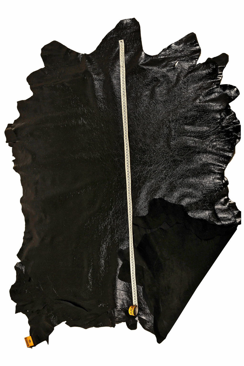 BLACK NAPLACK leather hide, wrinkled patent calfskin, super soft glossy cowhide, ideal for diy projects