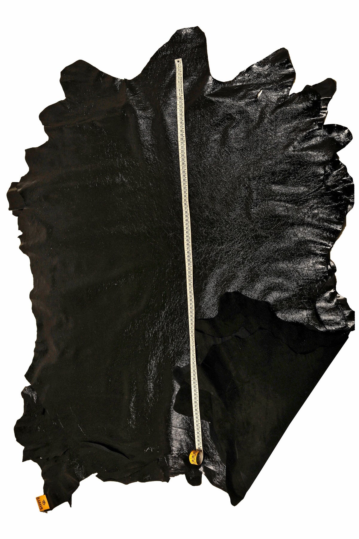 BLACK NAPLACK leather hide, wrinkled patent calfskin, super soft glossy cowhide, ideal for diy projects