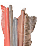 Bundle of 5 leather skins pink and platinum, RANDOM assortment, soft metallic printed matchingt goatskins for DIY projects
